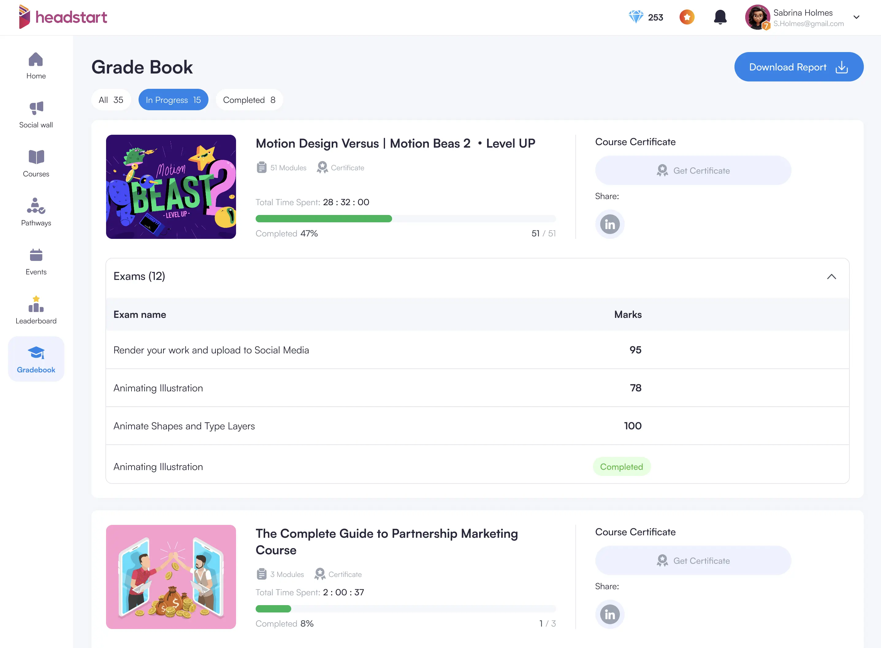 LMS desktop gradebook